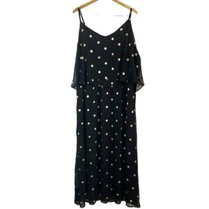 CAPSULE Black Maxi Dress with Rose Gold Spots Sz 28
